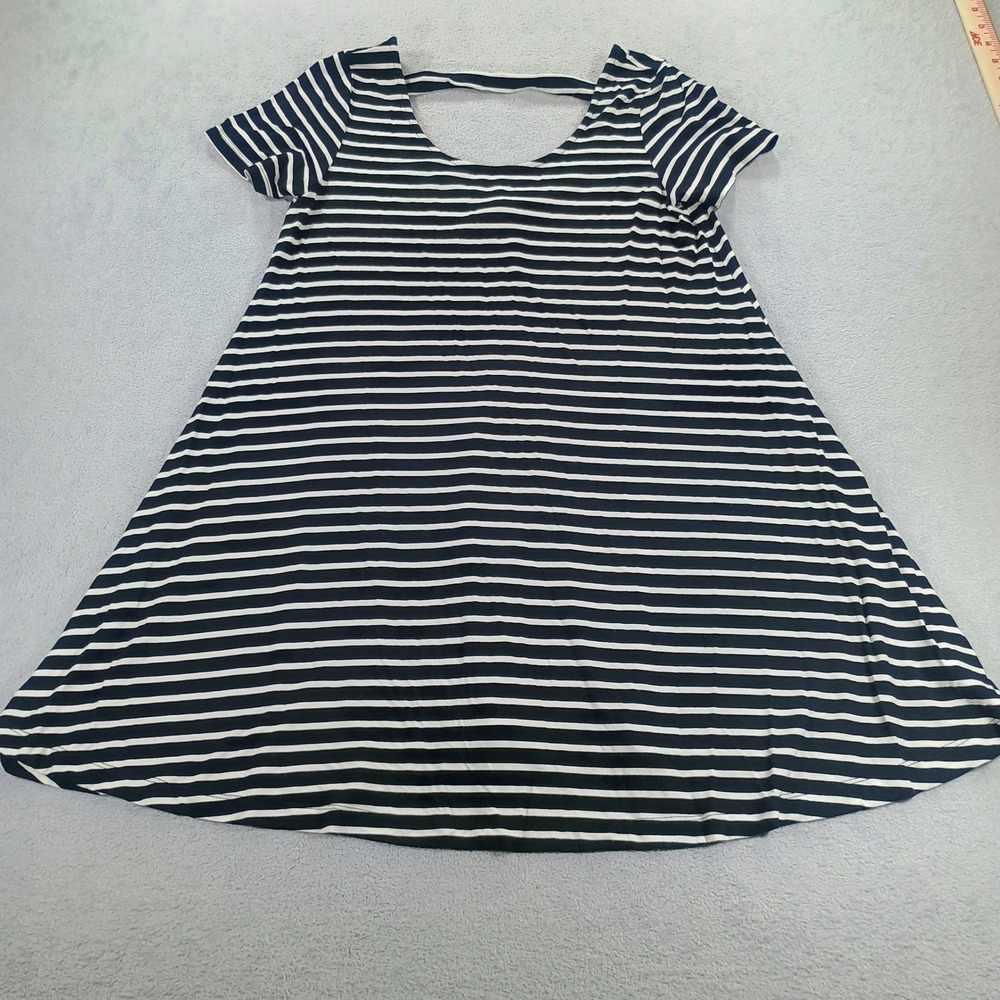 Wishlist Women Striped T-Shirt Dress Black White Small Open Back Cutout